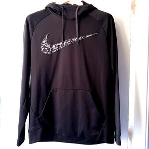 Nike Therma Fleece Hoodie Black with Digital Camo Swoosh Men's Size L